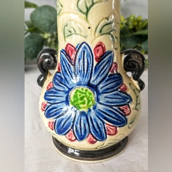 Antique Japanese Moriyama Hand Painted Vase - Double Handles - Picture 6 of 10